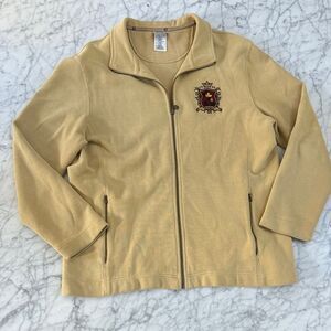 VTG Walt Disney World Unisex Sz XL Tan Zip Embroidered Fleece Sweatshirt Jacket